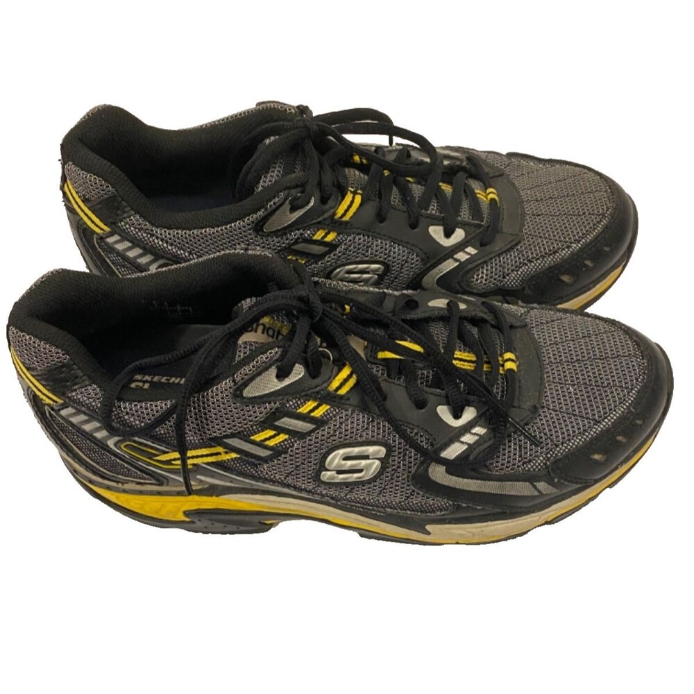 SKECHERS Shape Ups Sneakers~Men's 10.5~Black/Grey/Yellow~Arch Support~HTF!